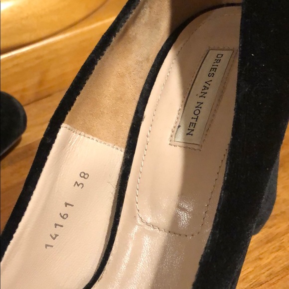 Dries Van Noten Velvet Black Block Heels 38M Euro - Picture 9 of 13
